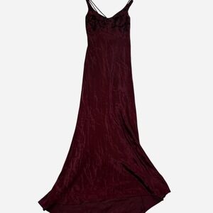 Vintage 90s burgundy satin dress with floral details by Be Smart